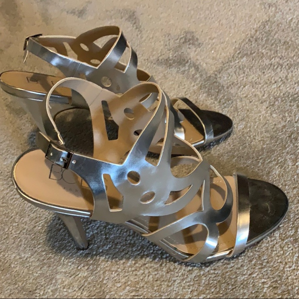 BCBG silver heels